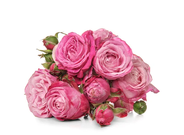 Bellissimo Bouquet Rose Sfondo Bianco — Foto Stock