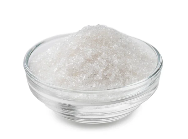 Cuenco Con Azúcar Sobre Fondo Blanco —  Fotos de Stock