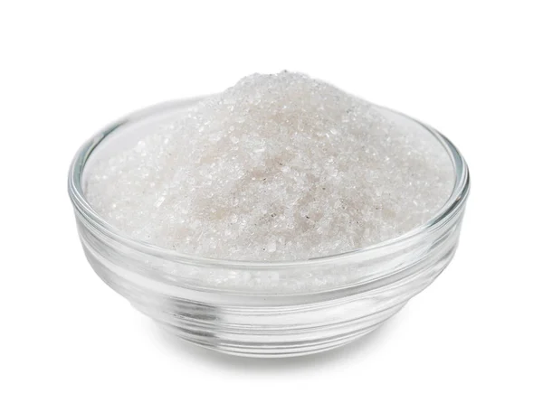 Bowl Sugar White Background — Stock Photo, Image