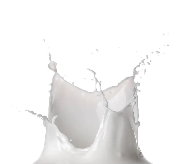 Salpicadura Leche Sobre Fondo Blanco — Foto de Stock