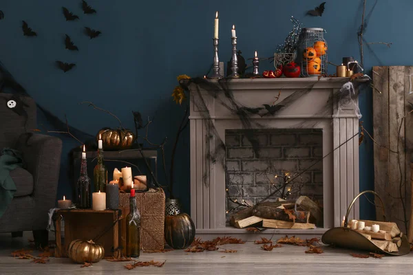 Intérieur Chambre Décoré Pour Fête Halloween — Photo