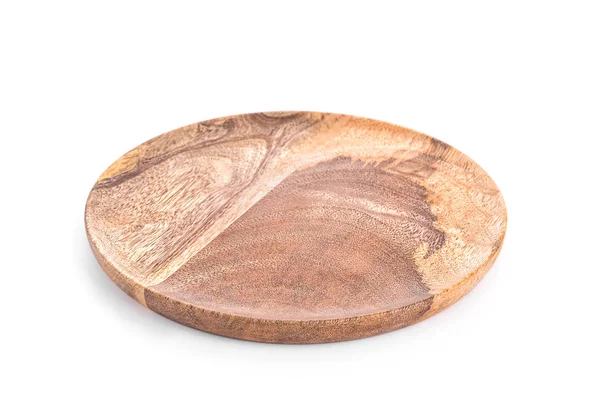 Wooden Plate White Background — Stock Photo, Image
