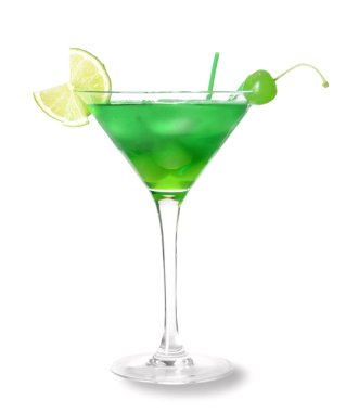 Beyaz zemin üzerine lezzetli kokteyl