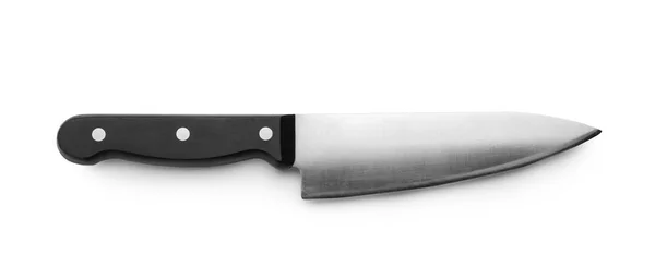 Coltello Con Manico Nero Sfondo Bianco — Foto Stock