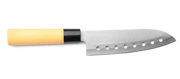 Μαχαίρι Πλαστική Λαβή Λευκό Φόντο — Φωτογραφία Αρχείου