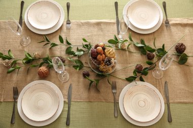 Güzel servis Festival tablo, üstten görünüm