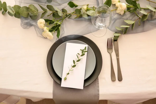 Beautifully Served Festive Table Top View — Stock Photo, Image