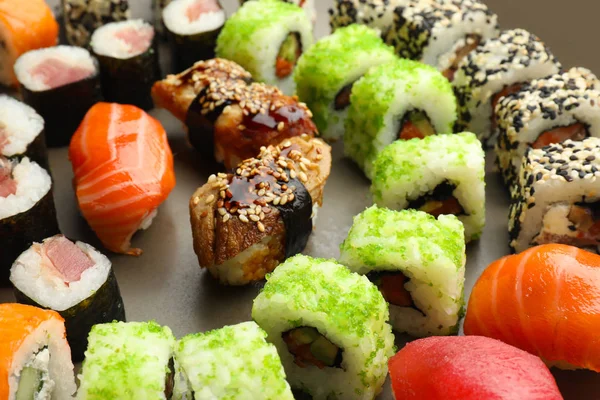 Plate Tasty Sushi Closeup — Stock Photo, Image