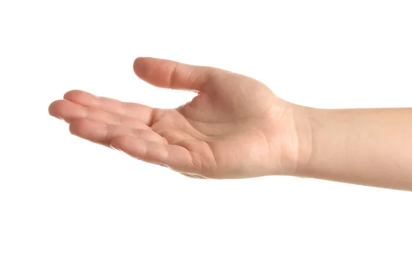 Mano Femenina Sobre Fondo Blanco — Foto de Stock