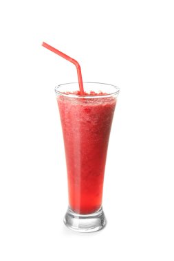 Beyaz zemin üzerine lezzetli smoothie