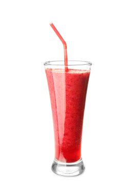 Beyaz zemin üzerine lezzetli smoothie