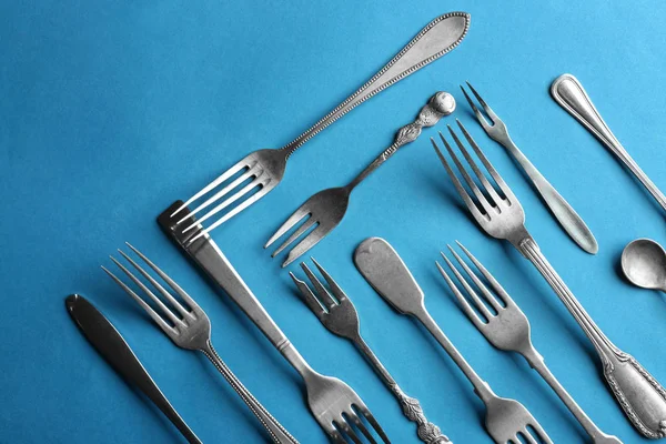 Silver Cutlery Colour Background — Stock Photo, Image