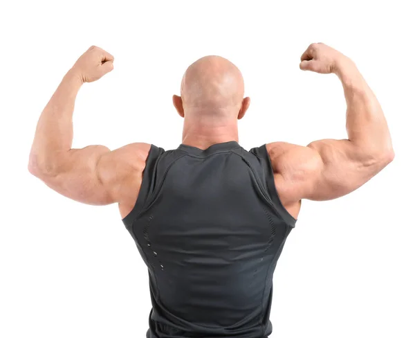 Muskulös Bodybuilder Vit Bakgrund — Stockfoto