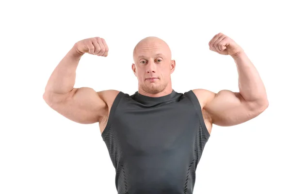 Muscular Bodybuilder White Background — Stock Photo, Image