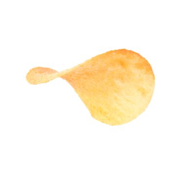 Beyaz zemin üzerine lezzetli çıtır patates cipsi