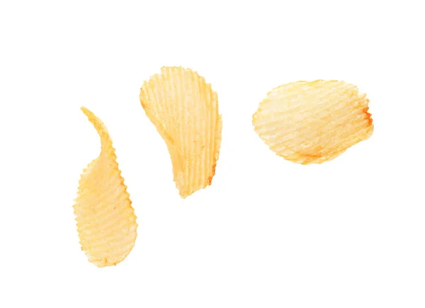 Smaczne Chrupiące Chipsy Białym Tle — Zdjęcie stockowe