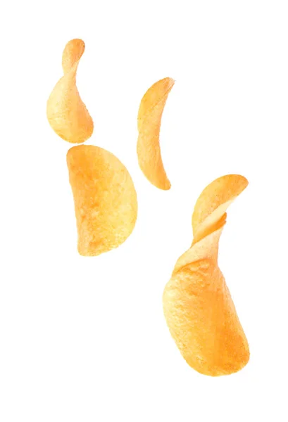 Смачні Хрусткі Картопляні Чіпси Білому Тлі — стокове фото