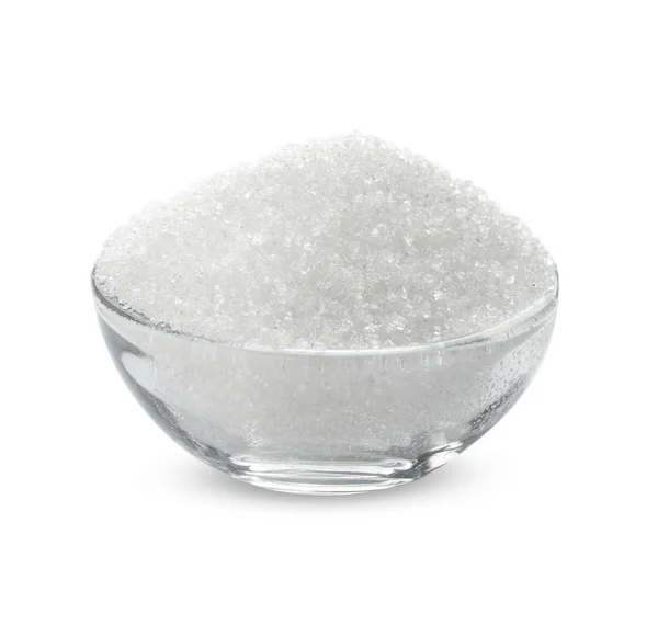 Miska Rafinowanego Cukru Białym Tle — Zdjęcie stockowe