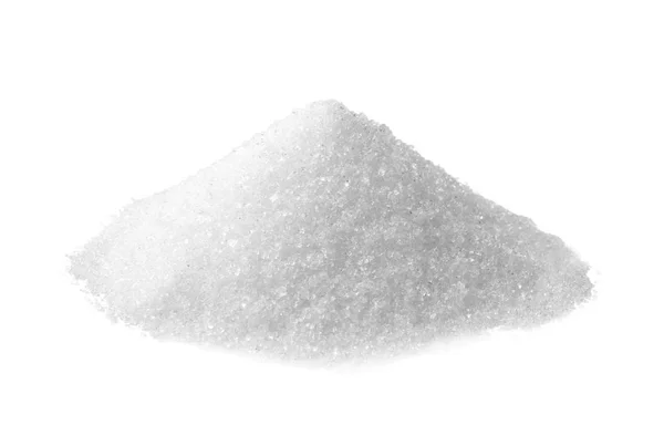 Heap Geraffineerde Suiker Witte Achtergrond — Stockfoto