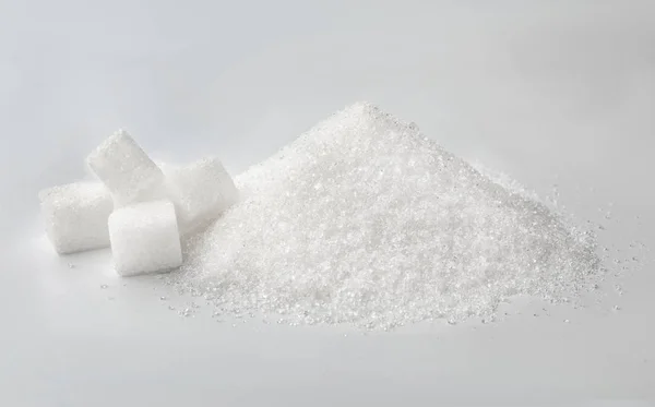 Raffinerat Socker Vit Bakgrund — Stockfoto