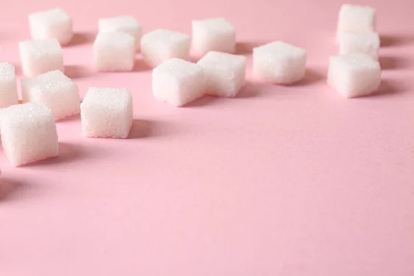 Kostki Cukru Rafinowanego Kolor Tła — Zdjęcie stockowe