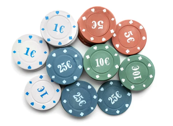 Chips Poker Game White Background — Stock Photo, Image