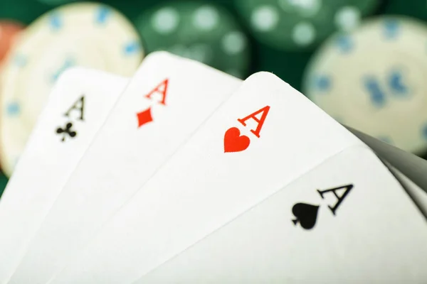 Cartões Para Jogo Poker Close — Fotografia de Stock