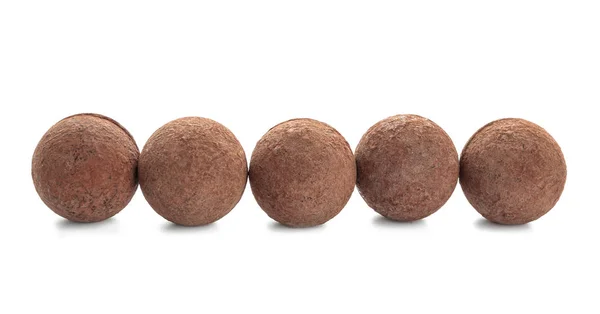 Välsmakande Choklad Tryffel Vit Bakgrund — Stockfoto