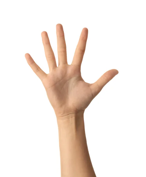 Vrouwelijke Hand Witte Achtergrond — Stockfoto