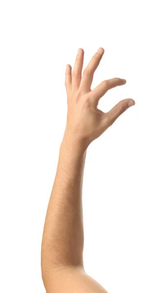 Ανδρικό Χέρι Λευκό Φόντο — Φωτογραφία Αρχείου