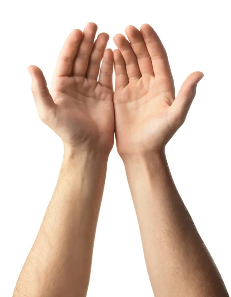 Αρσενικά Χέρια Λευκό Φόντο — Φωτογραφία Αρχείου