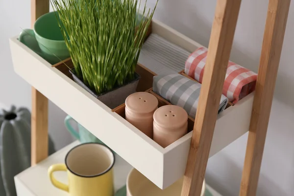 Set Clean Tableware Shelving Unit — Stock Photo, Image