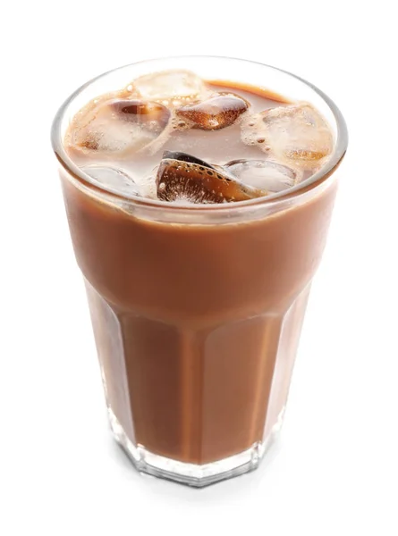 Bicchiere Caffè Freddo Sfondo Bianco — Foto Stock