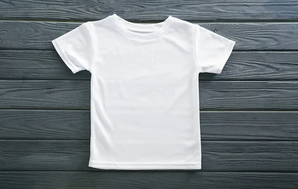 Blank White Shirt Wooden Background — Stock Photo, Image