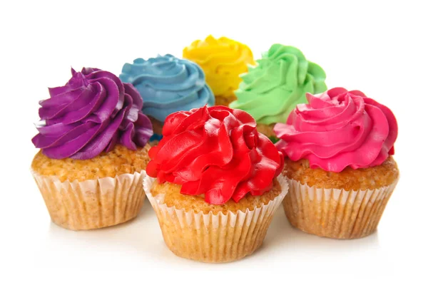 Köstliche Bunte Cupcakes Auf Weißem Hintergrund — Stockfoto