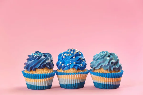 Tasty Cupcakes Color Background — Stock Photo, Image