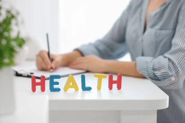 Word Health Made Color Letters White Table — Stock Photo, Image