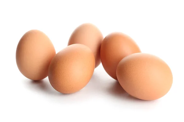Raw Brown Chicken Eggs White Background — Stock Photo, Image