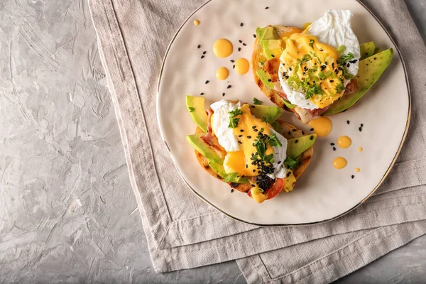 Tasty Eggs Benedict Plate — Stock Photo, Image
