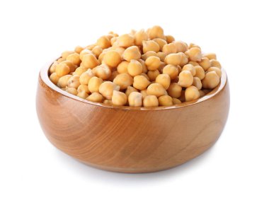 Beyaz arka plan üzerinde Nohut ile kase