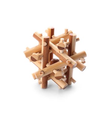 beyaz zemin üzerine ahşap puzzle
