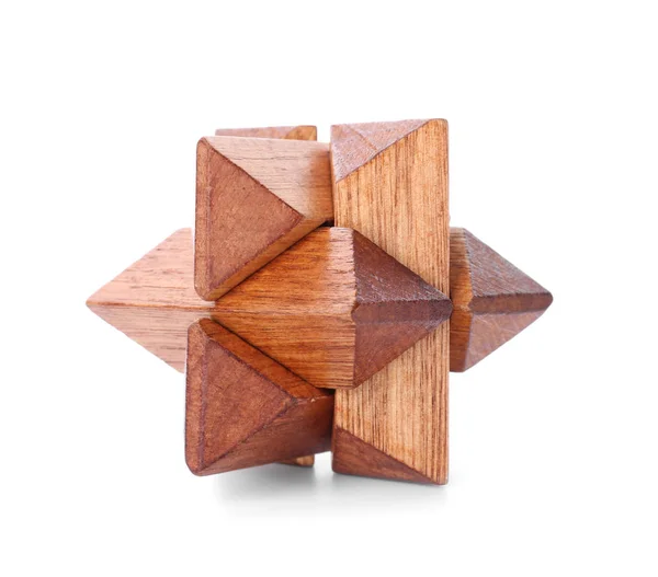 Wooden Puzzle White Background — Stock Photo, Image