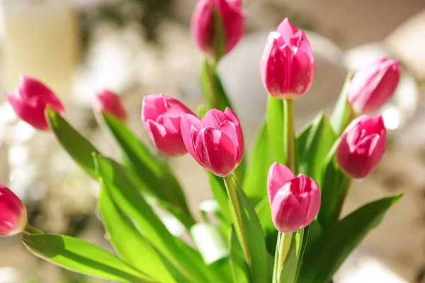 Piękne Różowe Tulipany Zbliżenie — Zdjęcie stockowe