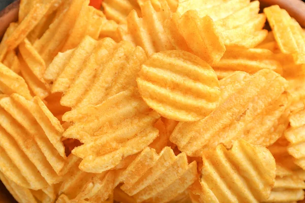 Tasty Crispy Potato Chips Closeup — Stock Photo, Image