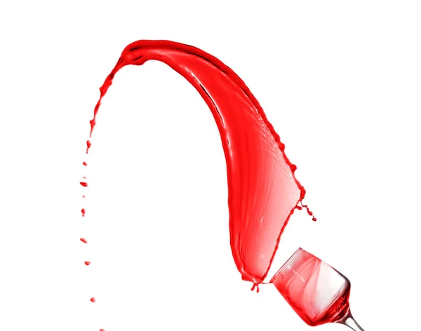 Verre Éclaboussures Rouges Vin Sur Fond Blanc — Photo