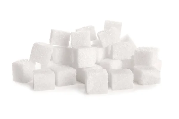 Cubos Azúcar Sobre Fondo Blanco — Foto de Stock