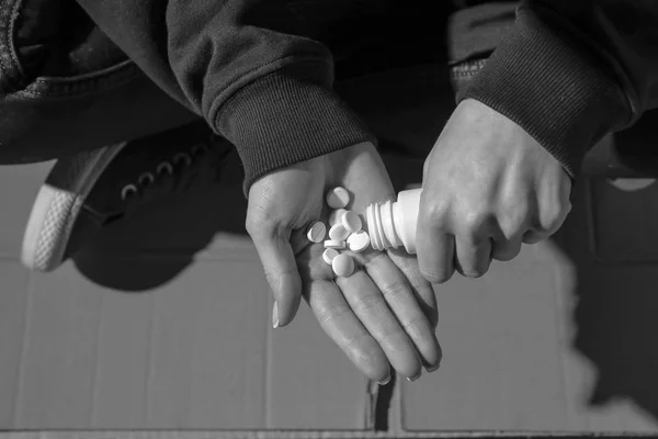 Female Junkie Taking Drugs Concept Addiction — Stock Photo, Image