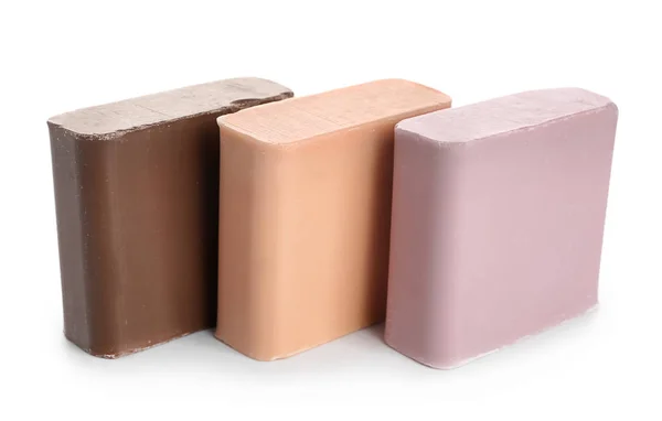 Different Soap Bars White Background — Stock Photo, Image