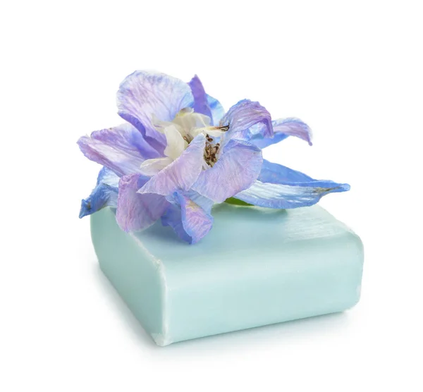 Soap Bar Flower White Background — Stock Photo, Image