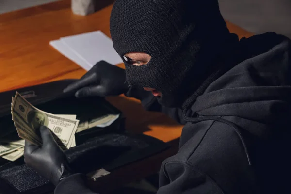 Male Thief Stealing Briefcase Money Office — Stock Photo, Image